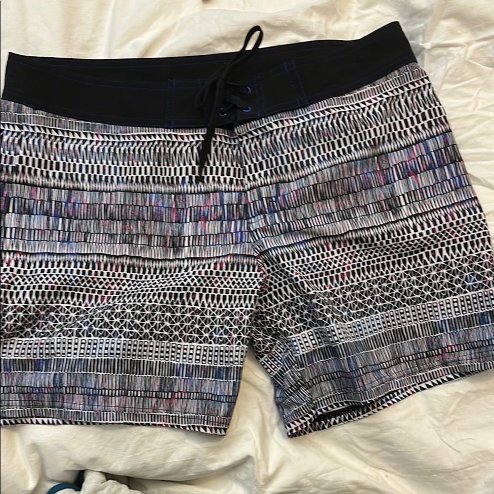 Prana Black and White Swim Shorts